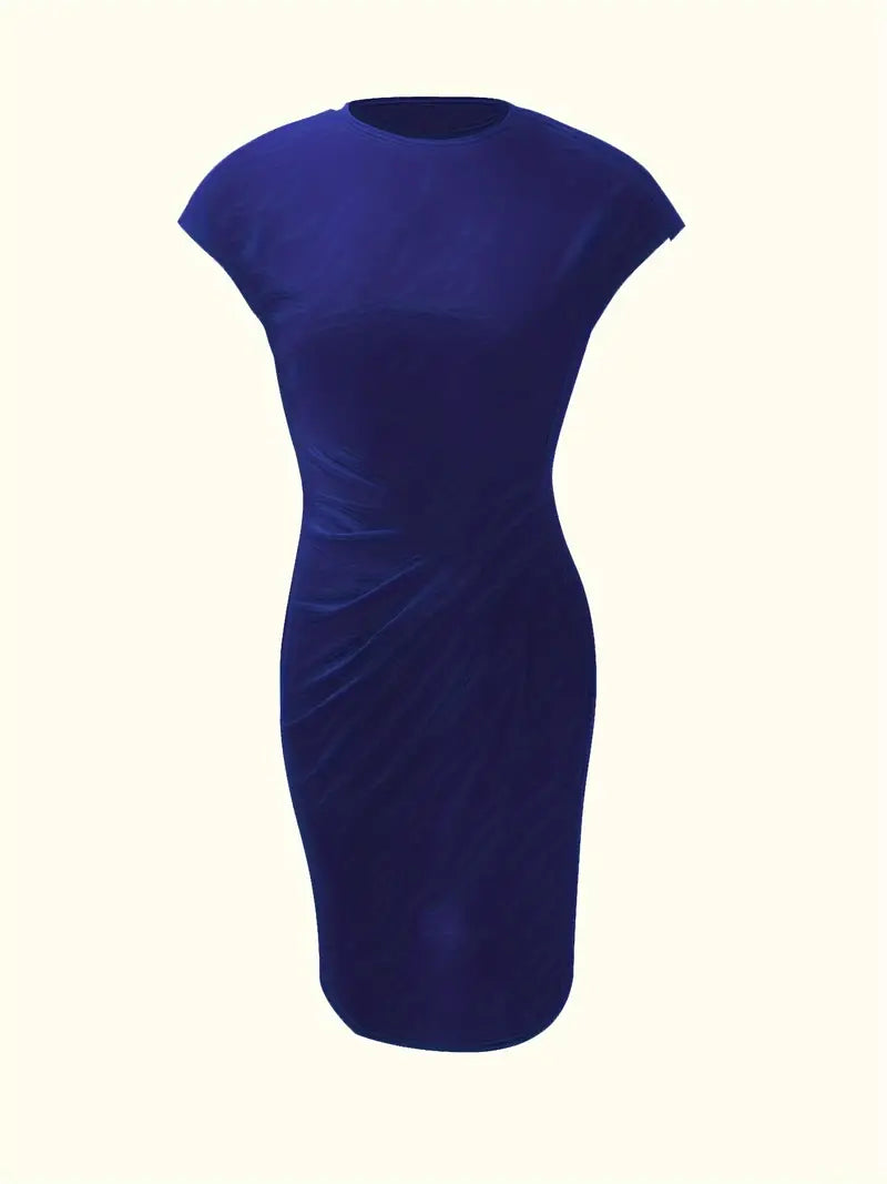 Mylène Robe Midi Femme – Élégante Coupe Flatteuse & Col Rond, Disponible en Plusieurs Couleurs