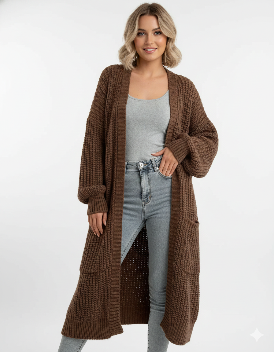 Erca Vestă Lungă din Tricot pentru Femei – Cardigan Lejer Elegant pentru Primăvară, Toamnă și Iarnă