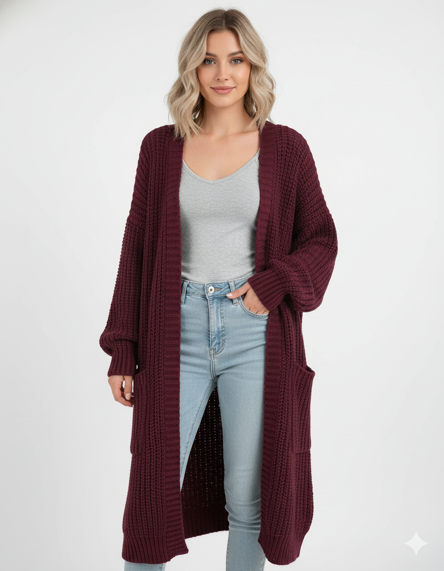 Erca Vestă Lungă din Tricot pentru Femei – Cardigan Lejer Elegant pentru Primăvară, Toamnă și Iarnă