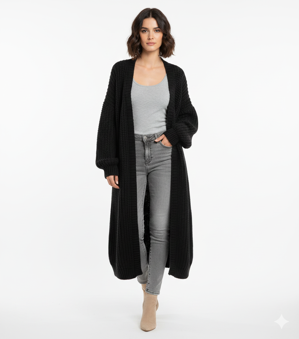 Erca Vestă Lungă din Tricot pentru Femei – Cardigan Lejer Elegant pentru Primăvară, Toamnă și Iarnă