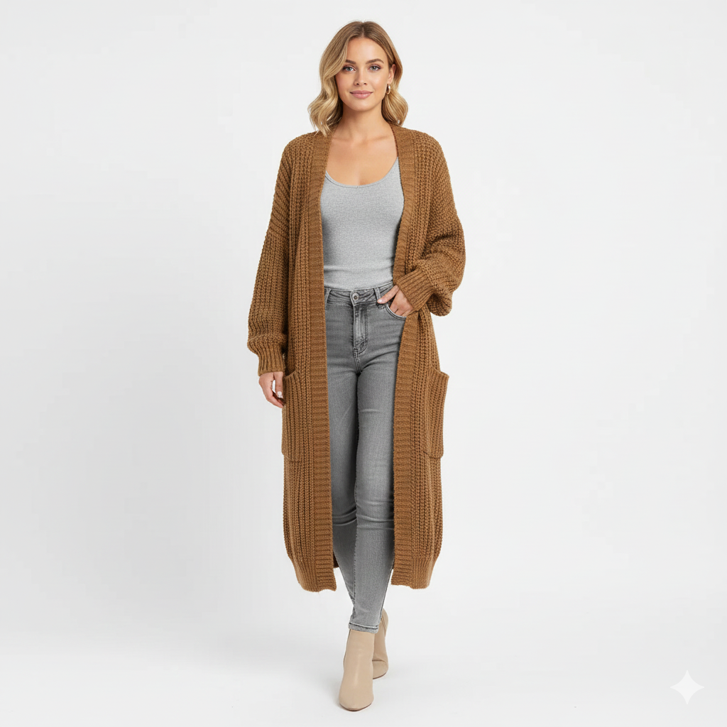 Erca Vestă Lungă din Tricot pentru Femei – Cardigan Lejer Elegant pentru Primăvară, Toamnă și Iarnă