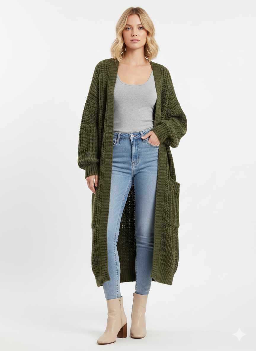 Erca Vestă Lungă din Tricot pentru Femei – Cardigan Lejer Elegant pentru Primăvară, Toamnă și Iarnă