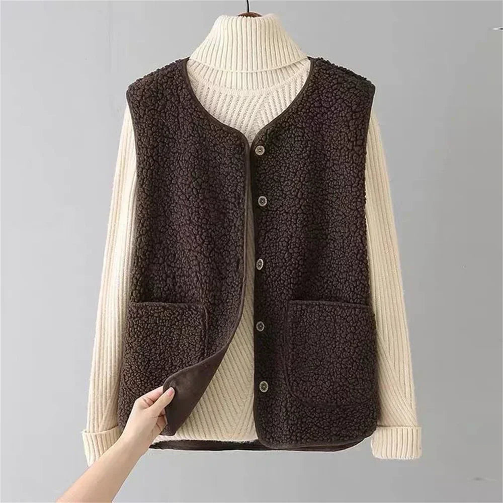 Kate Gilet Femme Sans Manches – Sherpa Effet Laine de Mouton Chaud, Léger & Décontracté