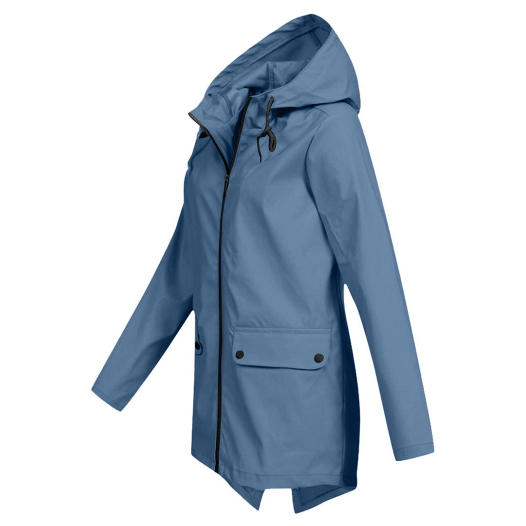 Daphne Manteau Long Femme Imperméable – Léger avec Capuche Ajustable pour la Pluie