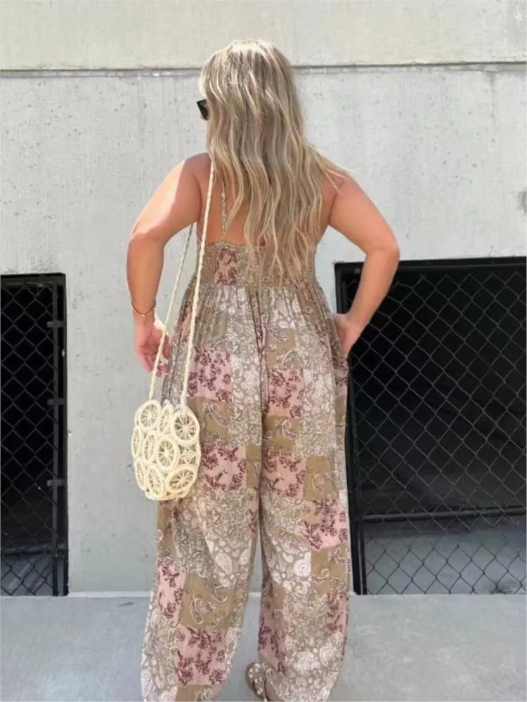 Tuta da donna Carmen - Elegante e leggero completo con motivo floreale per l'estate e il relax