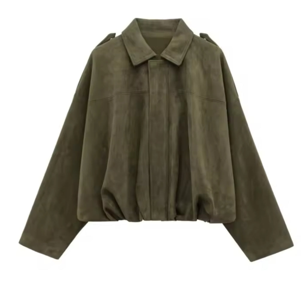 Elliana Veste Femme – Veste Ample Effet Daim avec Poches Pratiques pour Automne/Hiver