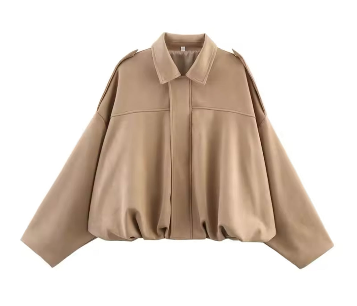 Elliana Veste Femme – Veste Ample Effet Daim avec Poches Pratiques pour Automne/Hiver