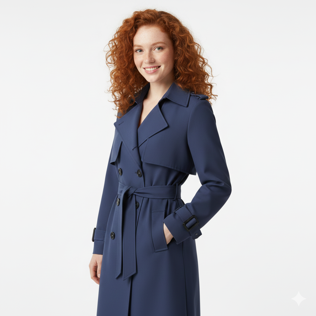 Charlie Trenchcoat Γυναικείο – Μαντό Μισού Μήκους Κομψό Διπλό Κουμπί με Σαφές Κοψίμο στη Μέση