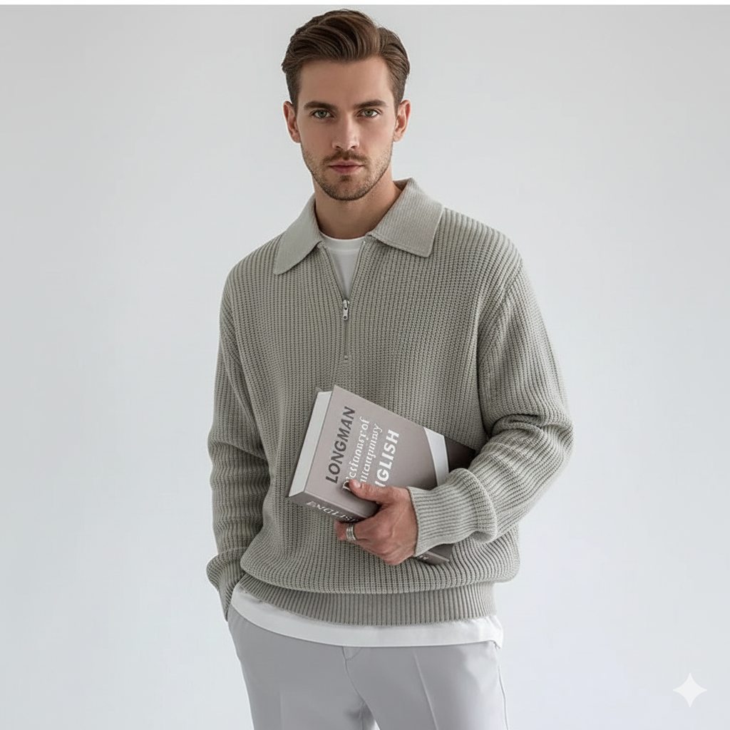 Giovanni Men's Zip-Up Sweater Old Money – Elegant & Comfortable for Autumn and Winter