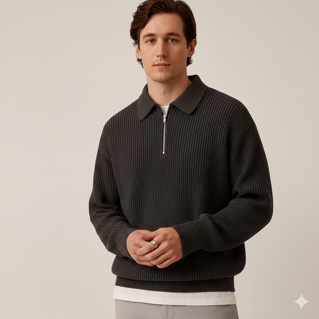 Giovanni Men's Zip-Up Sweater Old Money – Elegant & Comfortable for Autumn and Winter