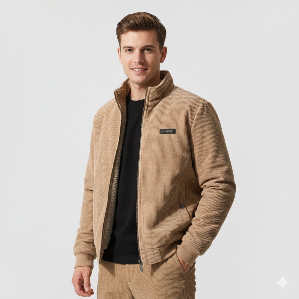 Glenn Veste Corduroy Homme – Blouson Chaud Doublé Sherpa avec Coupe Confortable