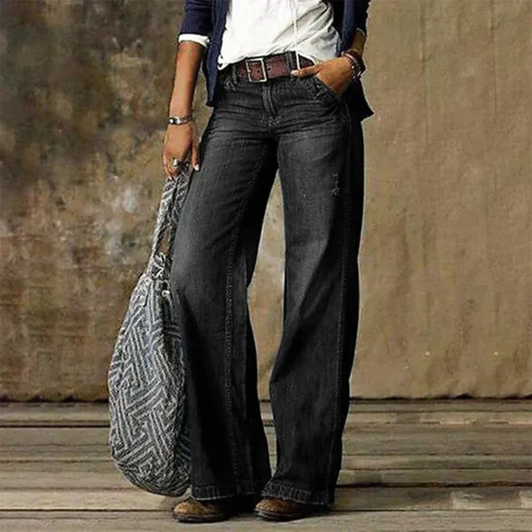 Emie Jean Taille Basse Femme – Look Vintage avec Stretch & Coupe Confortable