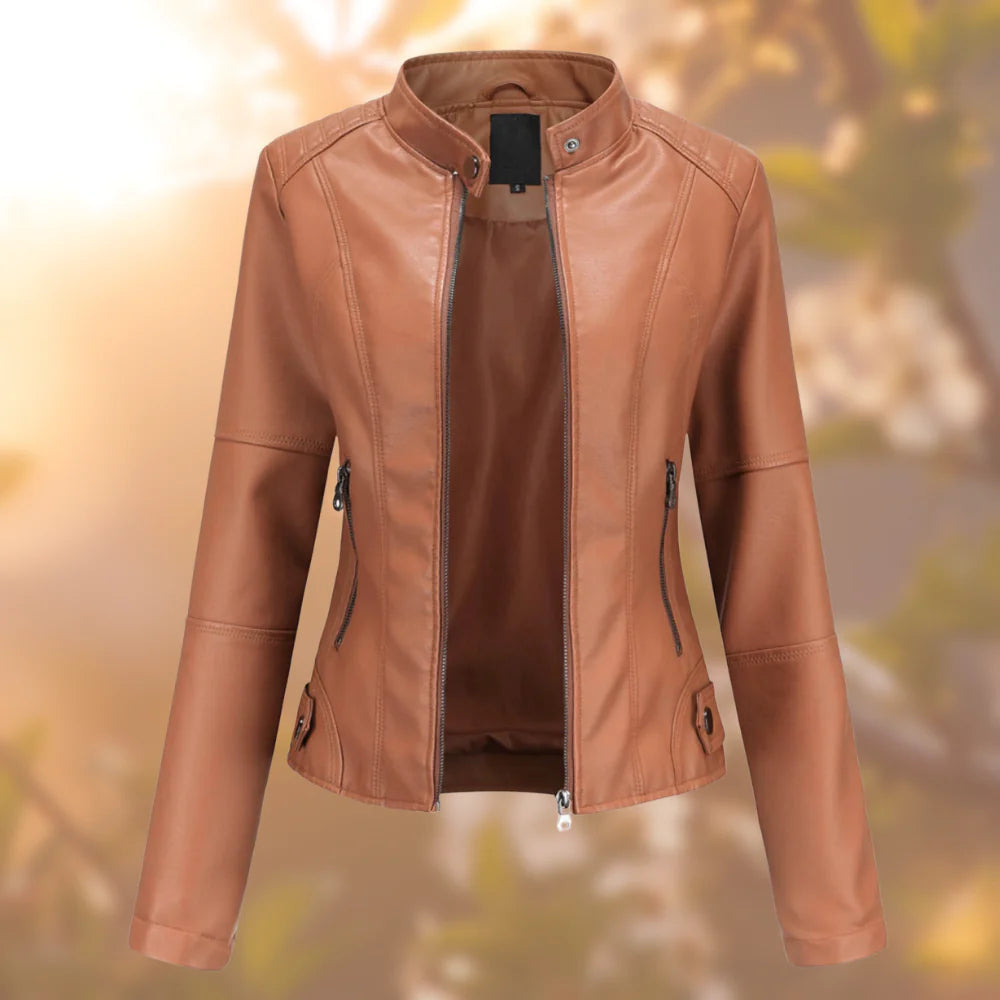 Sasha Veste Femme en Cuir – Blouson Slim Moderne avec Fermeture Éclair pour Mi-Saison