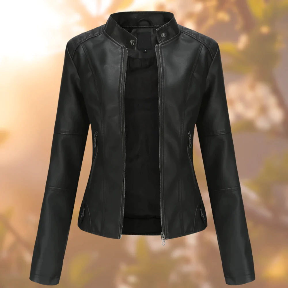 Sasha Veste Femme en Cuir – Blouson Slim Moderne avec Fermeture Éclair pour Mi-Saison