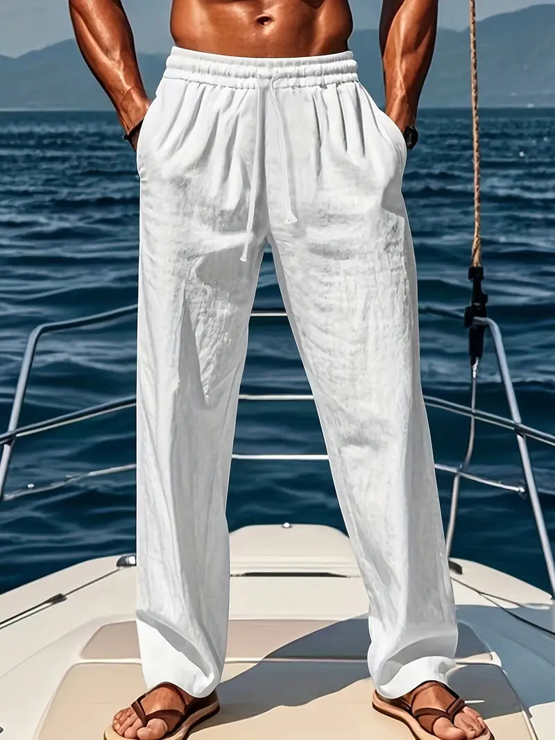 Pantaloni da uomo Ethan - Pantaloni larghi in lino traspirante con vestibilità ampia ed elegante stile estivo