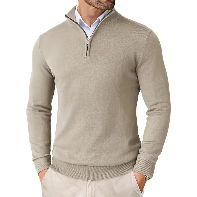 Zane Pull à Col Zippé Homme – Maille Mélange Coton Douce avec Coupe Moderne & Confort Toutes Saisons