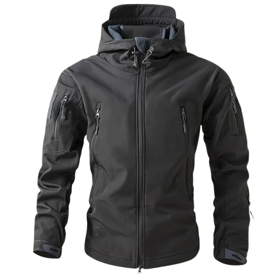 Lusian Chaqueta Softshell Hombre – Abrigo con Capucha Ajustable con Cierre de Cremallera y Bolsillos