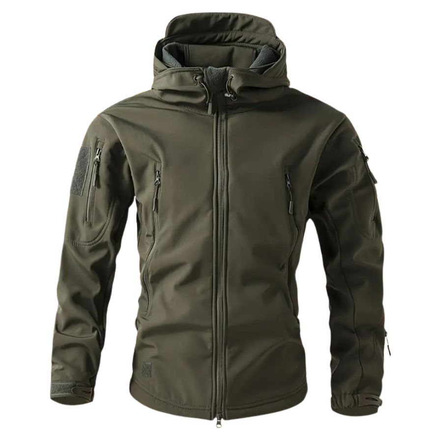 Lusian Chaqueta Softshell Hombre – Abrigo con Capucha Ajustable con Cierre de Cremallera y Bolsillos