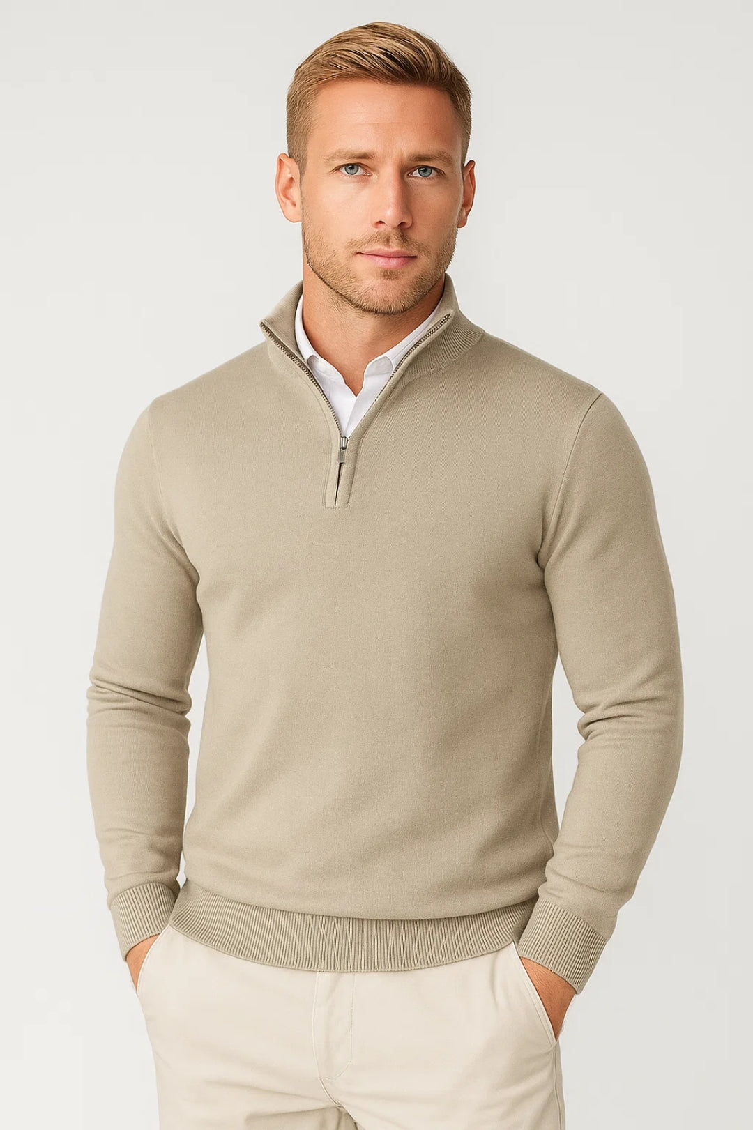 Killian Pull Homme Half-Zip – Col Montant, Maille Douce & Style Smart-Casual