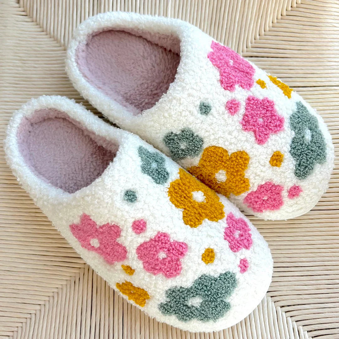 Valentina Chaussons Femme à Motif Floral – Pantoufles Intérieures Douces et Chaudes pour un Confort d’Hiver Cocooning