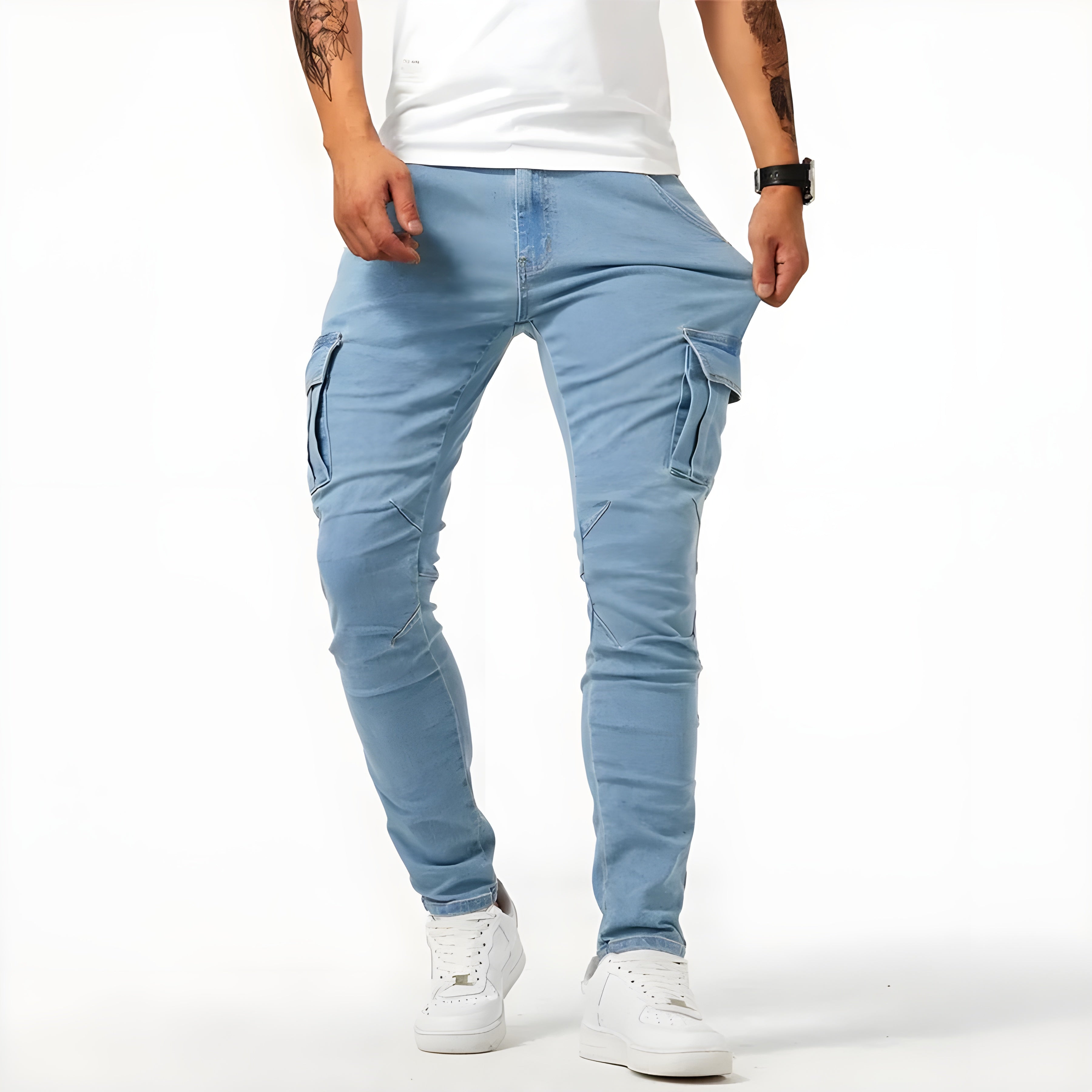 Pantaloni da uomo Francois - Pantaloni cargo in denim elasticizzato comodi e moderni