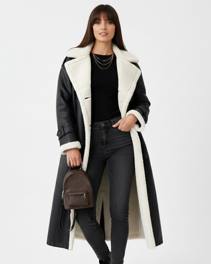 Ітцель Довге Пальто для Жінок – Тепла Флісова Підкладка, Регульований Пояс і Вишуканість