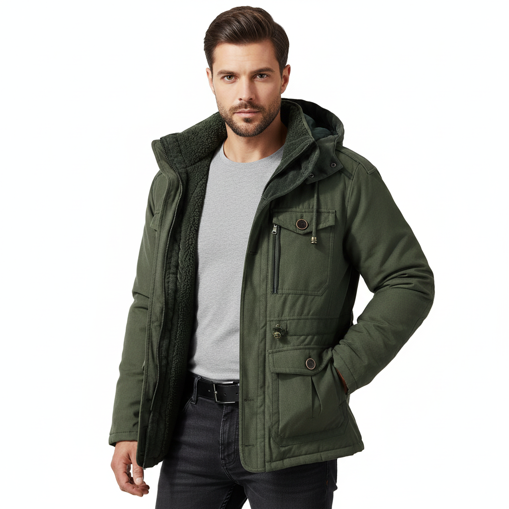 Ivan Parka Hiver Homme – Veste à Capuche Style Militaire avec Grandes Poches