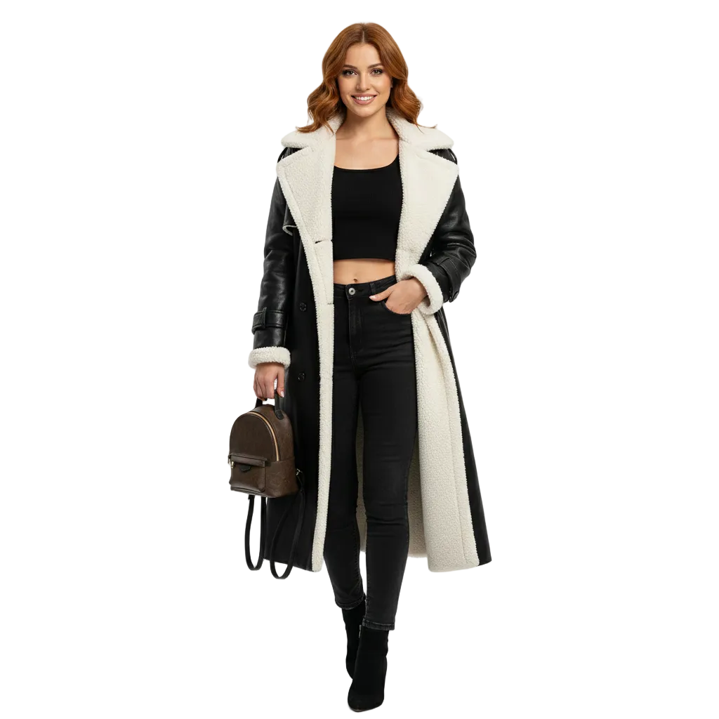 Rita Trench Pitkä Naisten Takki – Ylellinen Karvavuorinen Takki Vyöllä ja Hienostuneella Viimeistelyllä