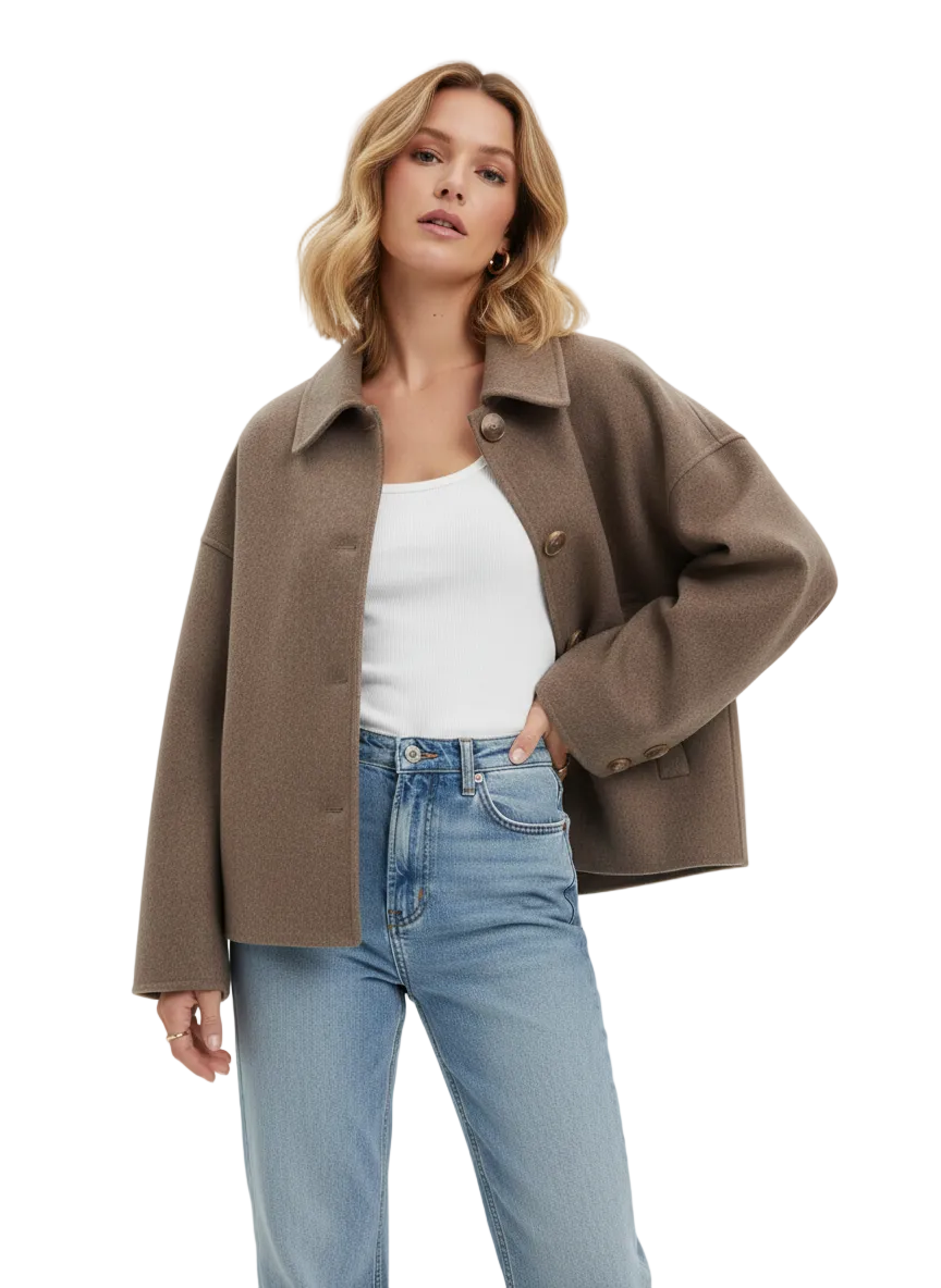 Hélène Manteau Oversize Donna in Lana Mista – Taglio Strutturato & Eleganza Moderna