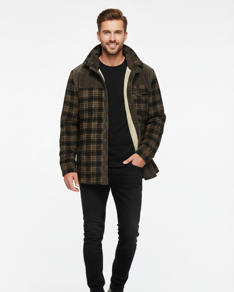 Arthuro Herre Vinterfrakke – Elegant Ternet Jakke med Reverskrave & Klassisk Knappelukning