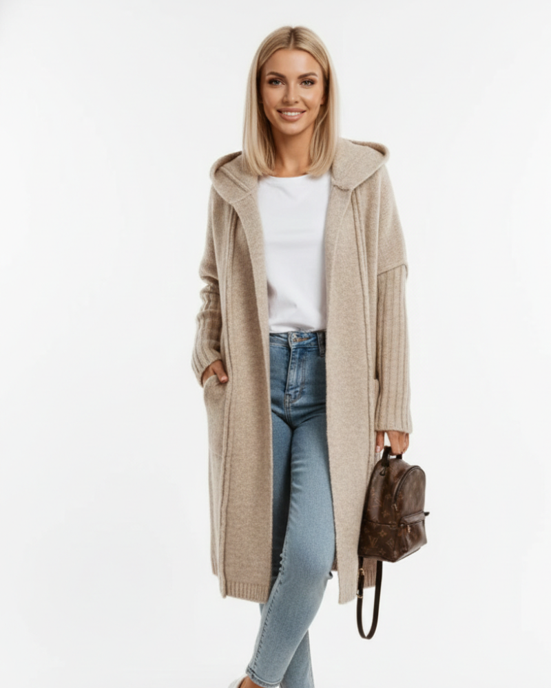 Jessica-neuletakki pitkä naisille – Ylimitoitettu tyylikäs ja mukava pehmeästä neuloksesta tehty liivi