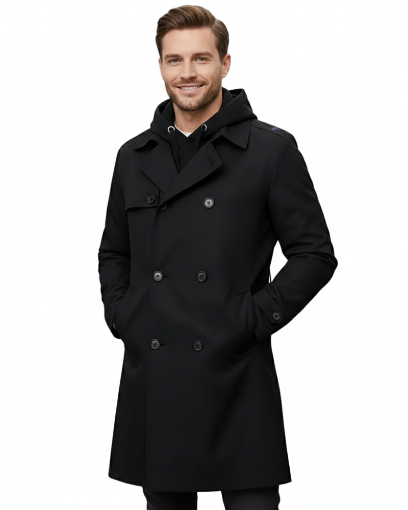 Gian miesten klassinen kaksirivinen trenssitakki – kauluskäänteet säädettävällä vyöllä