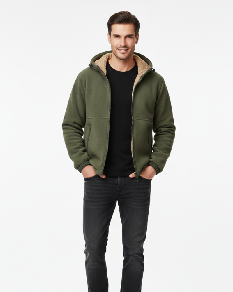 Norlan Veste Polaire Homme avec Capuche – Manteau Chaud Léger à Poches Zippées Hiver