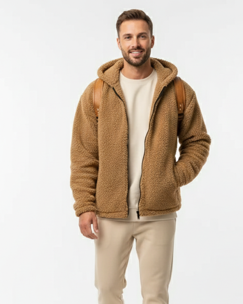 Lucio Veste Teddy Uomo – Pile Caldo con Cappuccio, Chiusura Lampo e Tasche Sicure