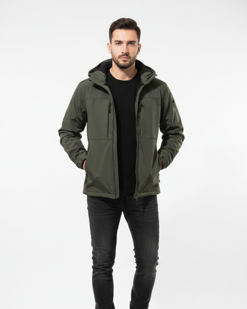 Hudson Pánská péřová bunda s kapucí – Zimní izolační prošívaná bunda se zipem