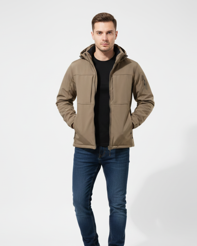 Hudson Pánská péřová bunda s kapucí – Zimní izolační prošívaná bunda se zipem