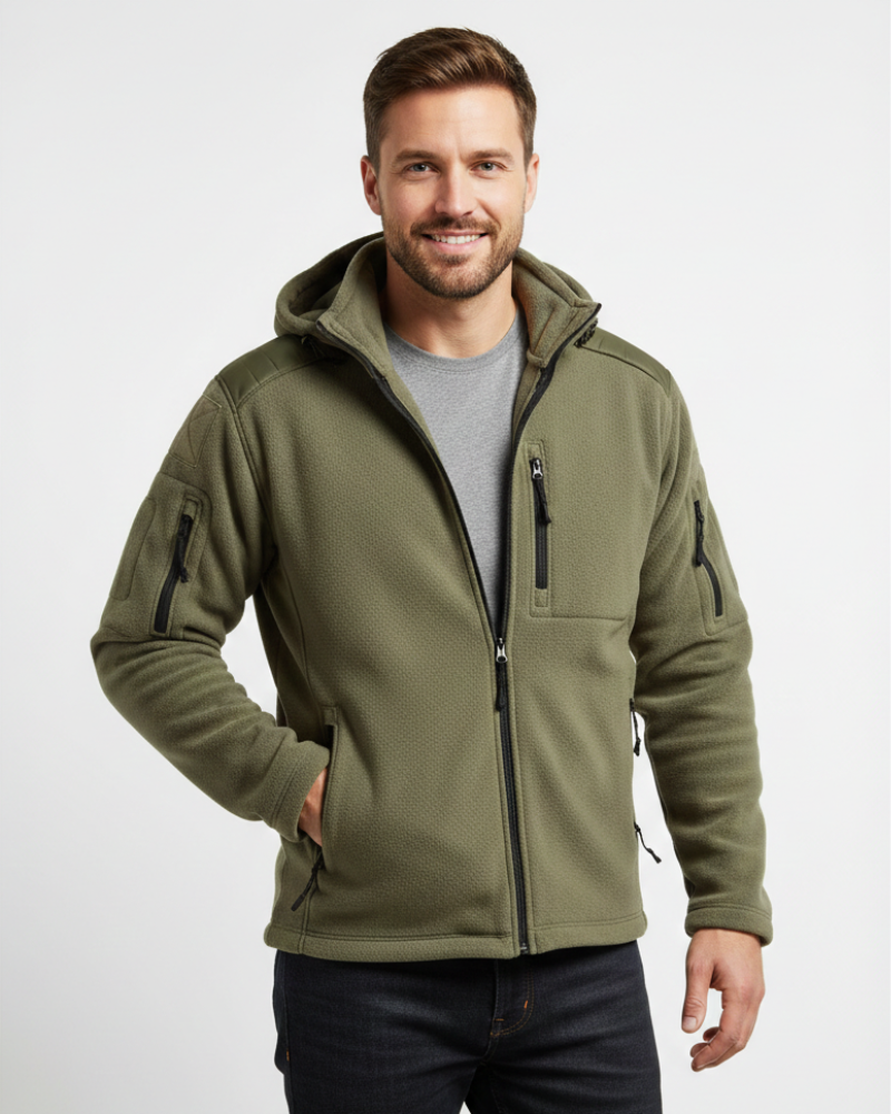 Hunter Fleece Thermische Herenjas – Militaire Outdoorjas met Capuchon & Zakjes