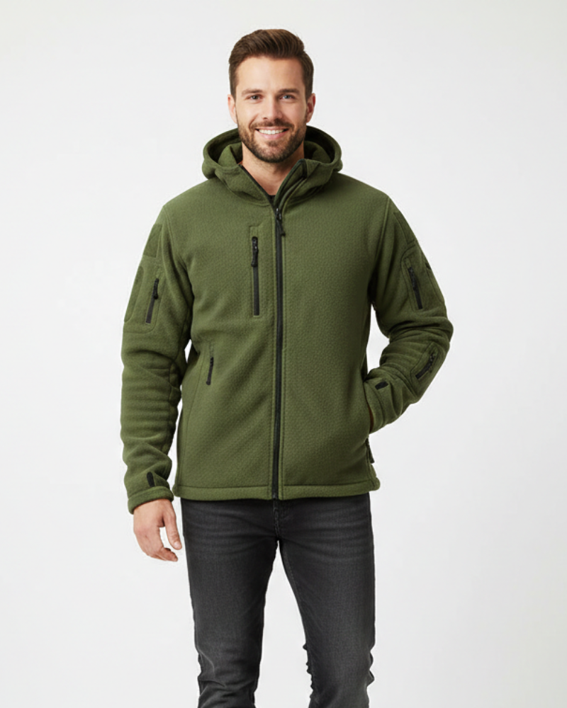 Hunter Fleece Thermische Herenjas – Militaire Outdoorjas met Capuchon & Zakjes