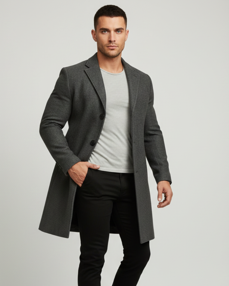 Ian Manteau d’Hiver pour Homme | Manteau Long à Boutons | Design Coupe-Vent & Élégant