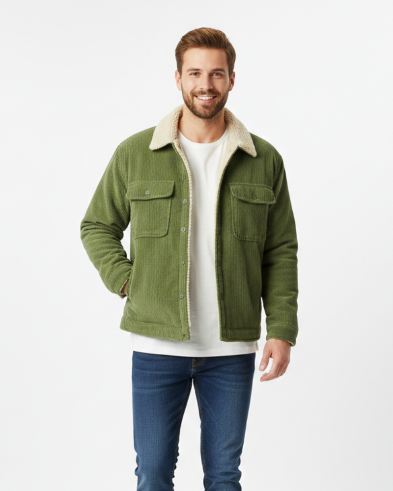 Ruben Veste Férfi Overshirt – Kordbársony Bélelt Polár Gombokkal & Egyenes Vágású