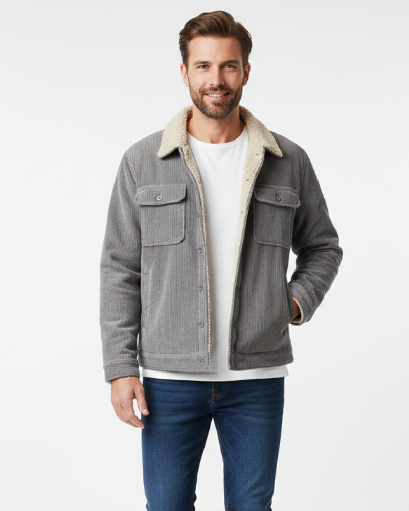 Ruben Veste Férfi Overshirt – Kordbársony Bélelt Polár Gombokkal & Egyenes Vágású