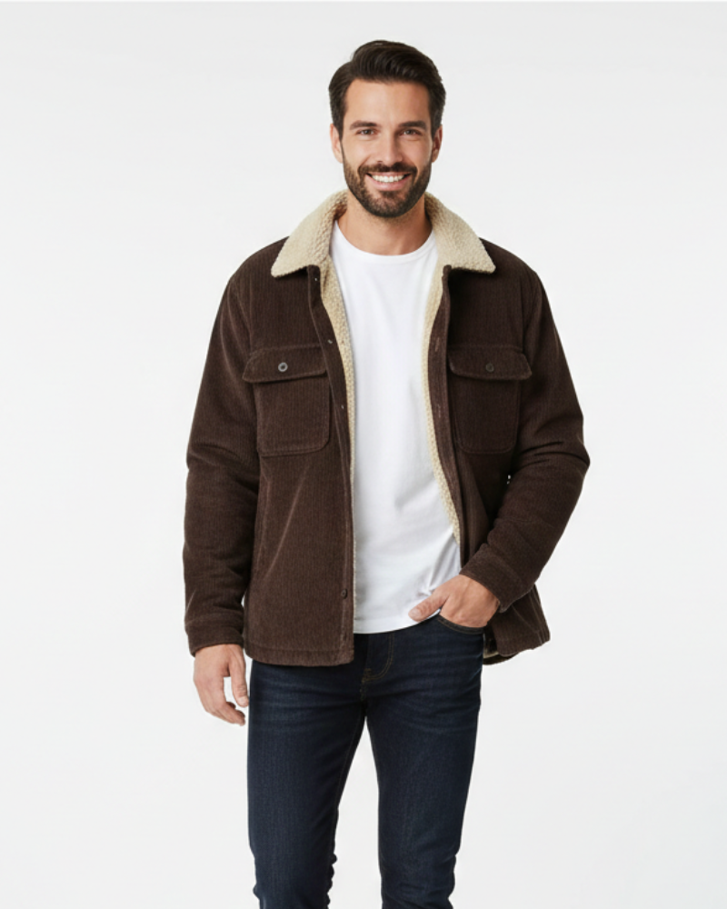 Ruben Veste Férfi Overshirt – Kordbársony Bélelt Polár Gombokkal & Egyenes Vágású