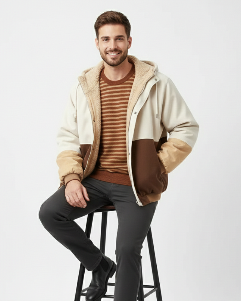 Pánská bunda Color Block Lorki – moderní patchworková bunda na podzim a zimu