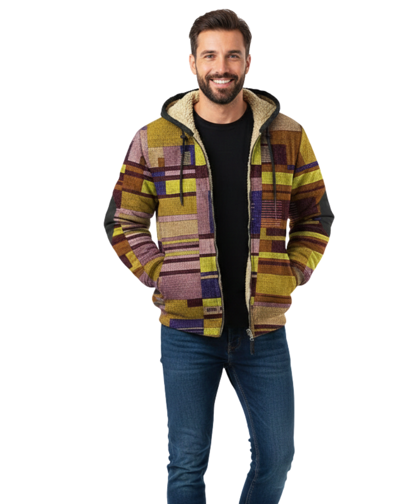 Jameson Gilet Patchwork Heren – Fleece Jas met Capuchon en Comfortabele Pasvorm & Stedelijke Stijl