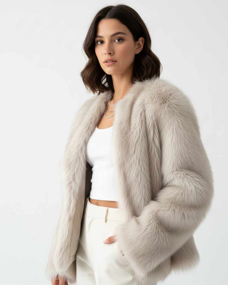 Julien Manteau Sztuczne Futro Damski – Miękka i Ciepła Kurtka Zimowa z Eleganckim, Luźnym Krojem