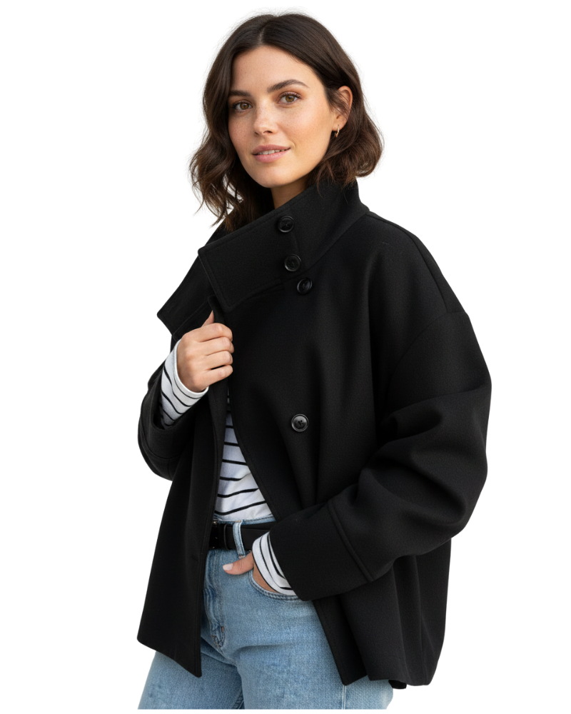 Yara Casaco Curto Mulher – Casaco Elegante com Gola Alta e Corte Que Valoriza