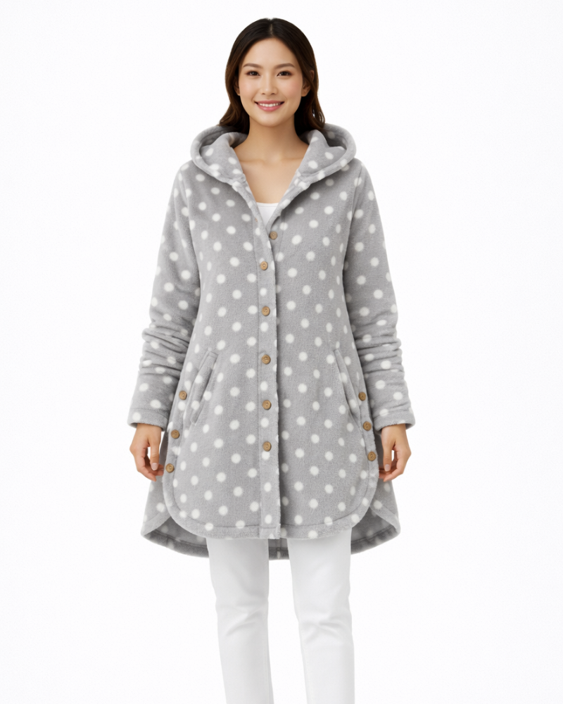 Sonia női polár köntös kapucnival – puha és meleg otthoni ruha kényelmes szabással