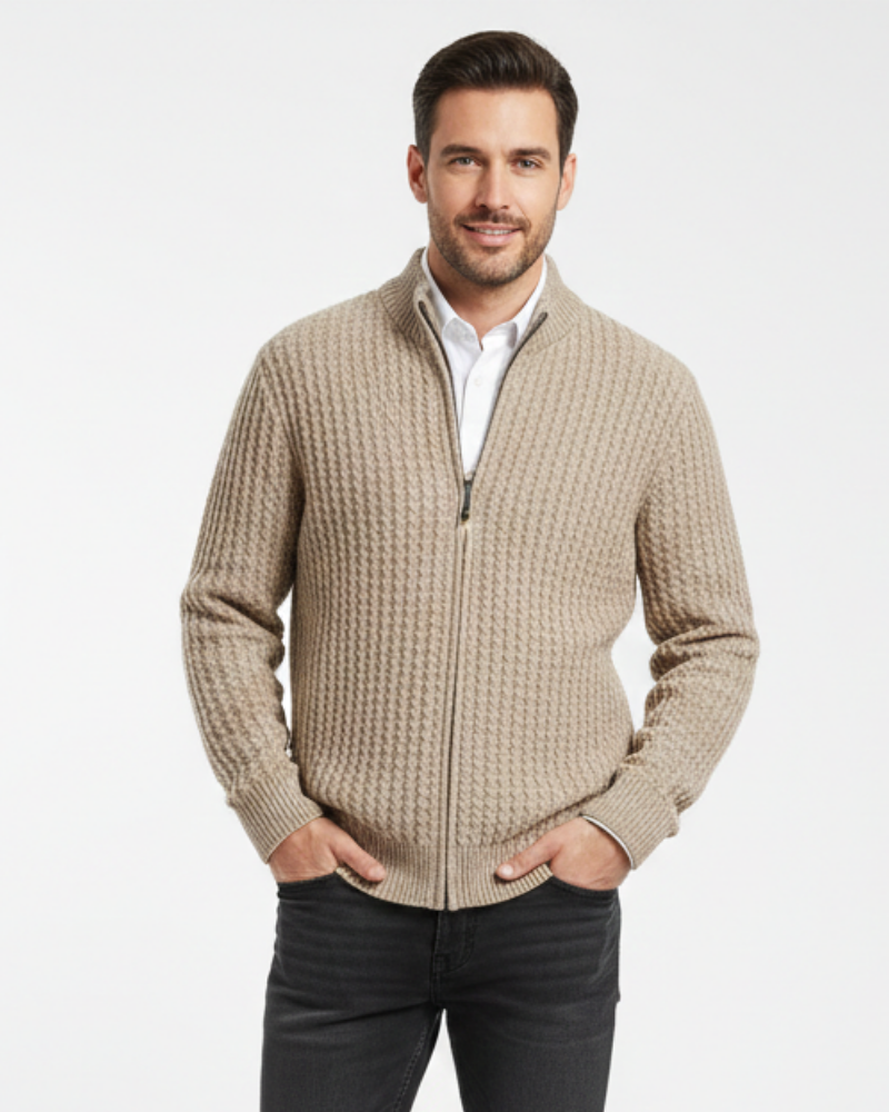 Gilet Masculino Danny em Lã Merino – Fecho Integral, Respirável e Conforto Térmico