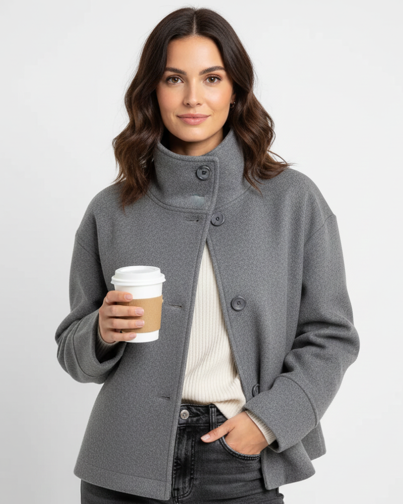 Yara Casaco Curto Mulher – Casaco Elegante com Gola Alta e Corte Que Valoriza