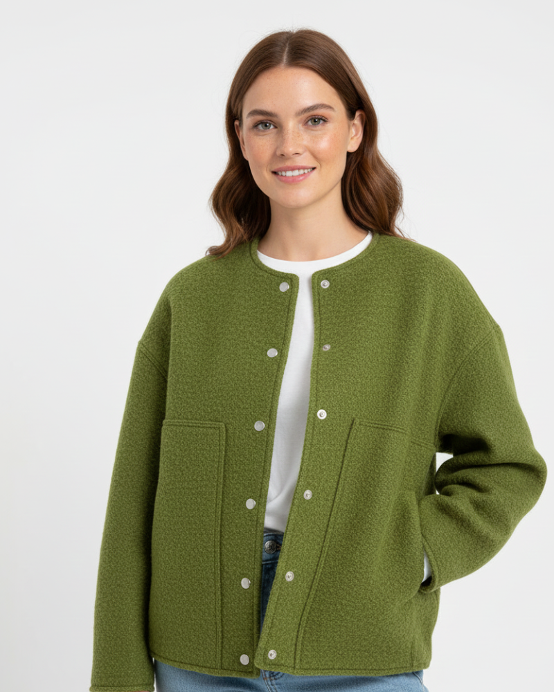 Norlyn Bombardeira Sobredimensionada Mulher – Casaco na Moda com Gola Alta, Fecho Oculto e Corte Largo